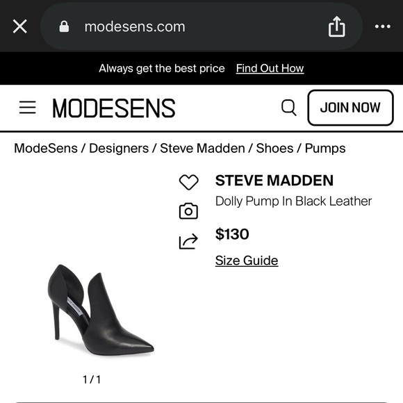 Steve Madden Darla Black Leather D'Orsay Pointed Toe Pumps Size 7.5 - Picture 9 of 9